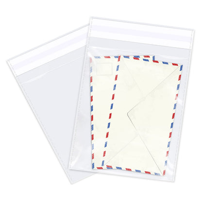 WEPOLY - 8" x 10" (100 Count) Clear Cellophane Bags - Self Sealing Cello Plastic Poly Bags- for Art Prints Card Envelopes