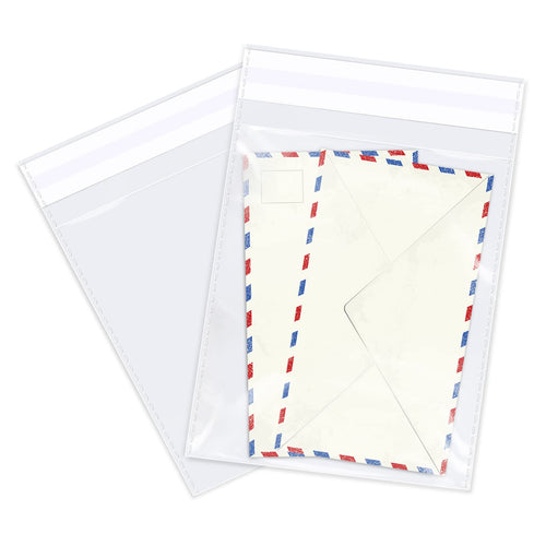 WEPOLY - 8" x 10" (100 Count) Clear Cellophane Bags - Self Sealing Cello Plastic Poly Bags- for Art Prints Card Envelopes