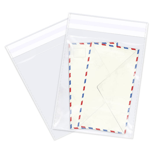 WEPOLY - 8" x 10" (100 Count) Clear Cellophane Bags - Self Sealing Cello Plastic Poly Bags- for Art Prints Card Envelopes
