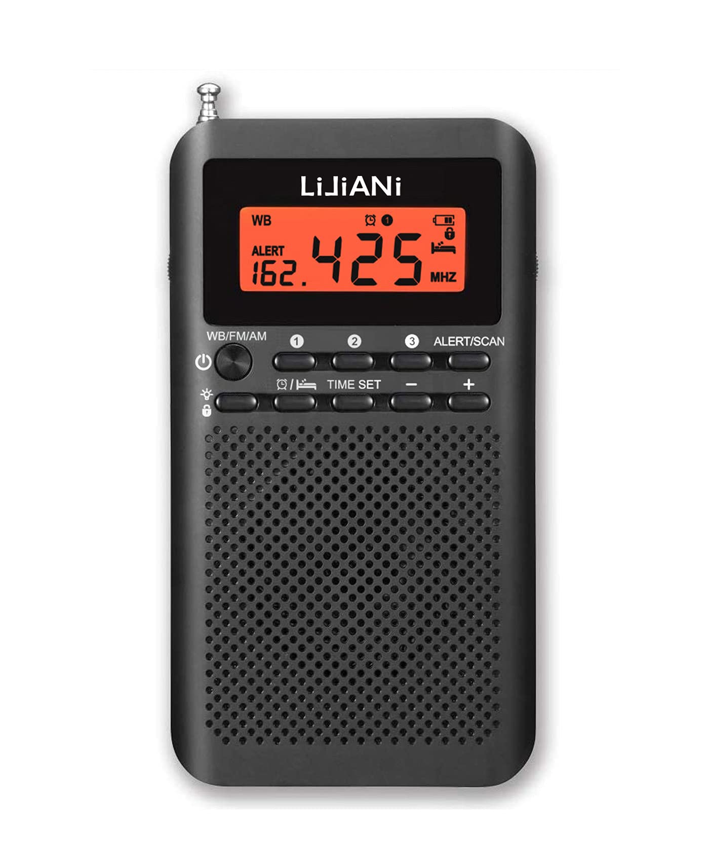 NOAA Weather AM FM Radio Portable Battery Operated by 2 AA Batteries with Stereo Earphone LCD Display Digital Alarm Clock Sleep TimerBest ReceptionBuilt in Speaker Best Sound Quality(Black)
